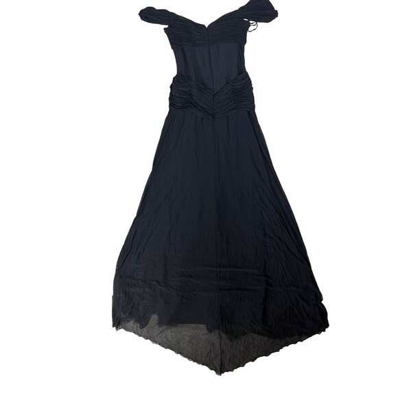 Vicky Tiel Couture Black Off-Shoulder Ruched Evening Gown Made In France size 12 - Picture 7 of 12